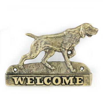 Artdog Weimaraner - napis na vratih s psom, medeninasta ploščica dobrodošlice, unikaten napis z besedo Dobrodošli, znamke Art-Dog
