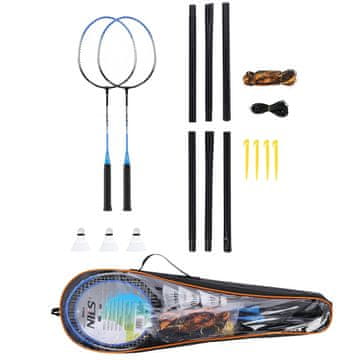 Northix Komplet za badminton - 2 loparja, 3 žogice, mrežasta prevleka