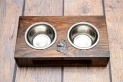 Artdog Afganistanski hrt I - leseno stojalo s pasjimi posodicami, jeklene pasje posodice, darilo za posvojitev psa znamke Art-Dog