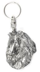 Rough Collie - posrebren obesek za ključe za psa v okrasni škatlici, okras za torbico, obesek za nahrbtnik znamke