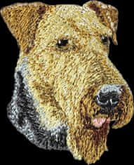 Artdog Airedale terier, Waterside terier - našitek v obliki psa, vezeni našitek, edinstvena dekoracija nahrbtnika znamke Art-Dog