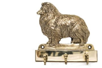 Artdog Sheltie - obešalnik za ključe s psom, medeninasto držalo za pasje dodatke, elegantna dekoracija za hodnik znamke Art-Dog