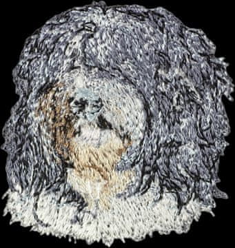 Artdog Schapendoes, nizozemski ovčar - našitek v obliki psa, vezen našitek, edinstvena dekoracija nahrbtnika znamke Art-Dog