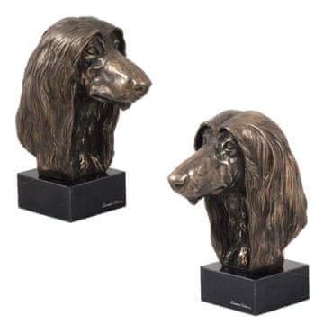Artdog Afganistanski hrt - pasja figurica, doprsni kip na kamnitem podstavku, skulptura, trofeja za razstavo psov, Art-Dog