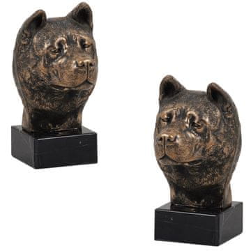 Artdog Akita, Akita Inu - pasja figurica, doprsni kip na kamnitem podstavku, skulptura, trofeja za razstavo psov, Art-Dog