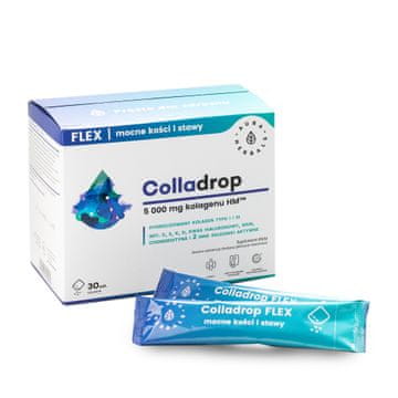 Aura Herbals Aura Herbals Colladrop Flex hidroliziran morski kolagen 5000 mg tipa I in III - močne kosti in sklepi (30 vrečk)