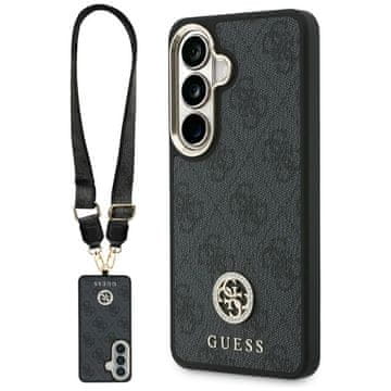 Guess Guess 4G komplet ovitka MagSafe z velikimi trikotnimi okrasnimi kamni in vrvico za Samsung Galaxy S26 črne barve