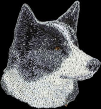 Artdog Karelijski medvedji pes - našitek v obliki psa, vezeni našitek, edinstvena dekoracija nahrbtnika znamke Art-Dog