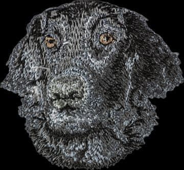 Artdog Ploskodlaki prinašalec - našitek v obliki psa, vezen našitek, edinstvena dekoracija nahrbtnika znamke Art-Dog