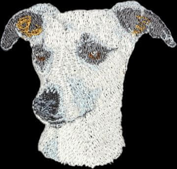 Artdog Whippet, angleški hrt - našitek v obliki psa, vezeni našitek, edinstvena dekoracija nahrbtnika znamke Art-Dog