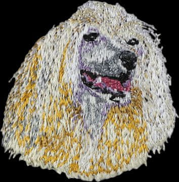 Artdog Kitajski čopasti pes - našitek v obliki psa, vezeni našitek, edinstvena dekoracija nahrbtnika znamke Art-Dog