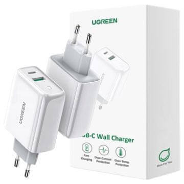 Ugreen Ugreen hitri stenski polnilnik USB tipa C / USB 36W Quick Charge 4.0 Power Delivery bele barve (60468 CD170)