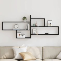 Vidaxl Stenska polica črna hrast 167,5x18x68 cm inženirski les