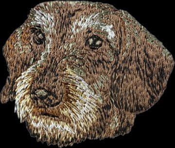 Artdog Žlatodlaki jazbečar - našitek v obliki psa, vezeni našitek, edinstvena dekoracija nahrbtnika znamke Art-Dog
