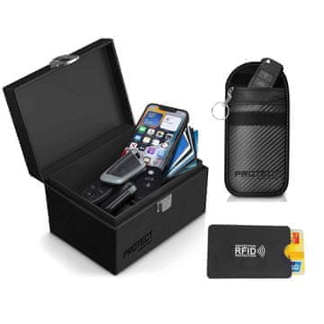 MG Protect RFID škatla za blokiranje signala avtomobilskih ključev + etui, črna