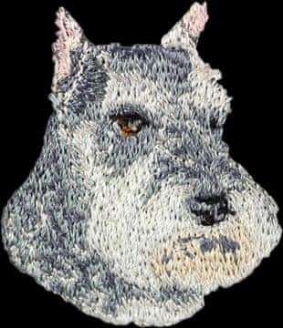 Artdog Šnavcer, Šnavcer I - našitek v obliki psa, vezeni našitek, edinstvena dekoracija nahrbtnika znamke Art-Dog