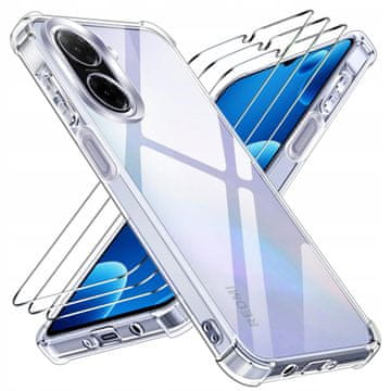 shumee Okrepljeno oklepno ohišje za Xiaomi Redmi A5, prozorno ohišje z zaščito pred udarci + 3x zaščitno steklo