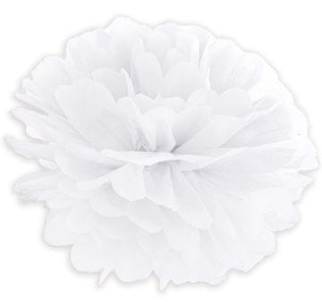 PartyDeco Papirnati pompom, bel, 25 cm, 1 kos.