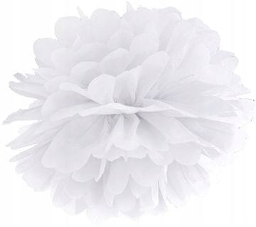 PartyDeco Papirnati pompom, bel, 35 cm, 1 kos.