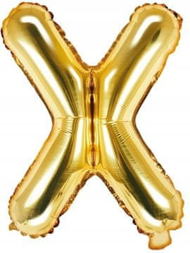 PartyDeco Folija balon s črko "X", 35 cm, zlat