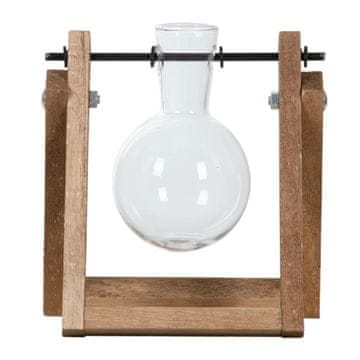 Esschert Design Vaza s steklenico v lesenem stojalu