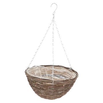 Esschert Design Viseča pletena košara za rože 30 cm