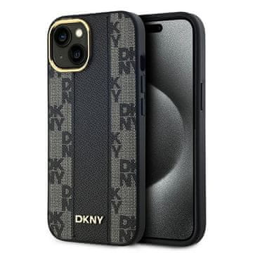 DKNY Ovitek MagSafe z vzorcem DKNY za iPhone 15 Plus, črn, usnjen