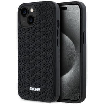 DKNY Ovitek za iPhone 15 dkny s 3D gumijastim ponavljajočim se vzorcem, črn
