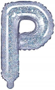 PartyDeco Folija balon Črka "P" 35 cm holografski 1 kos.