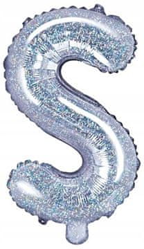 PartyDeco Folija balon Črka "S" 35 cm holografski 1 kos.