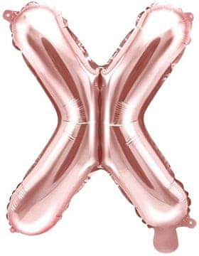 PartyDeco Folija balon s črko "X", 35 cm, rožnato zlata