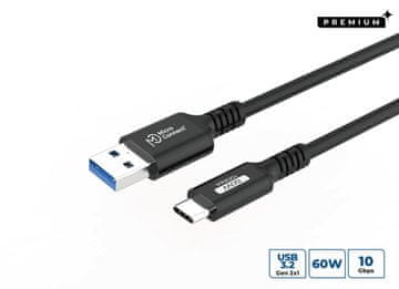 shumee USB A do C 3.2 Gen 2 kabel 0,25 m črne barve
