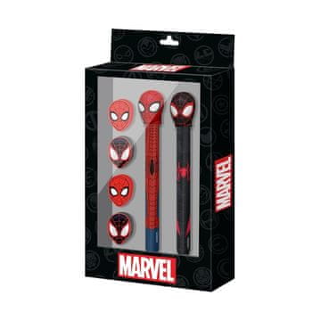 Northix Komplet peresa, svinčnika in 4 radirk Spiderman za otroke
