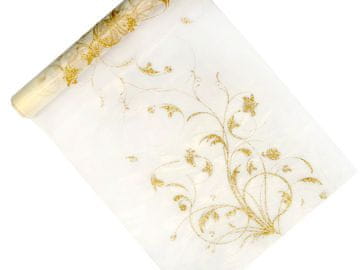 shumee Organza s potiskom, kremna, 0,36x9m, 1 kos.
