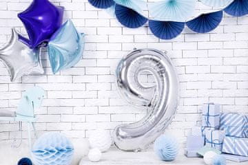 Folija balon številka 9 srebrn 86 cm 1 kos.