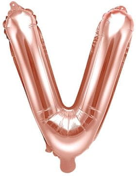PartyDeco Folija balon črka V 35 cm roza zlata 1 kos.