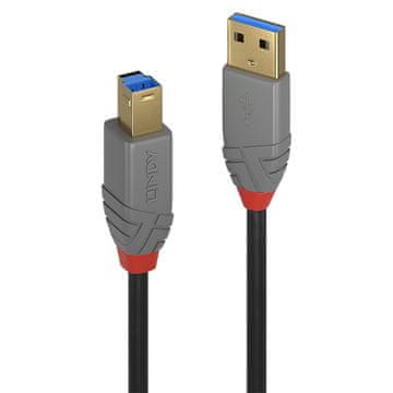 shumee Lindy USB 3.2 Gen 1 A-B kabel 2 m črno/siv