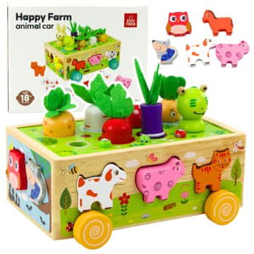 slomart LEAN TOYS Interaktivna lesena igrača Vesela farma z magnetnimi črvi