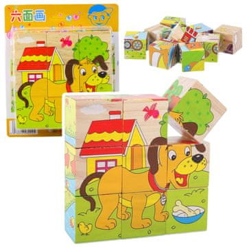 slomart LEAN TOYS Lesena sestavljanka Farma - 6 slik živali