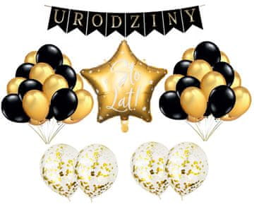 shumee Rojstnodnevni banner komplet črnih balonov