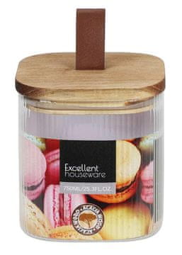 Excellent Houseware Steklen kozarec z lesenim pokrovom 750 ml