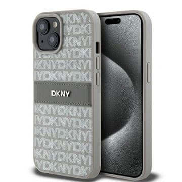 DKNY Ovitek za iPhone 15 dkny Hardcase Leather Mono Stripe Beige
