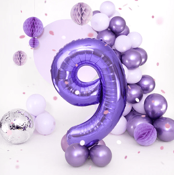 PartyPal Folija balon številka 9 vijoličen 100 cm