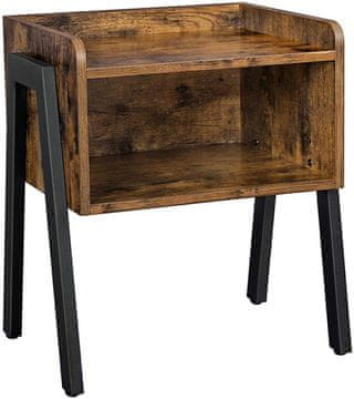 Songmics Rustikalna nočna omarica s polico 52 cm