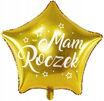 PartyDeco Folija balon z zvezdico - Imam eno leto, 48 cm, zlat