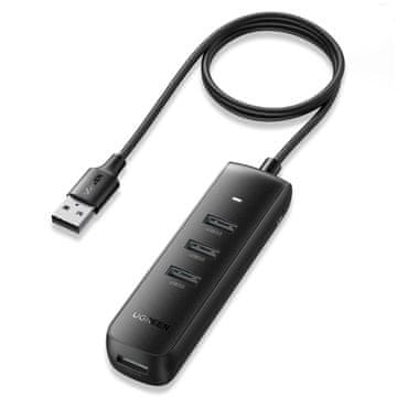 Ugreen 4v1 adapter ugreen CM416 USB Hub na 4x USB 1m (črn)