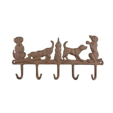 Esschert Design Litoželezni obešalnik za plašče z vintage psi 36 cm