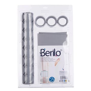 Berilo Kopalniški komplet z zaveso za tuš in preprogo, siv