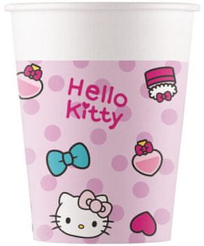 Procos Papirnati lončki za rojstni dan HELLO KITTY 200 ml 8 kosov