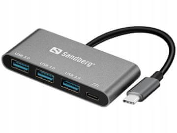 Sandberg Razdelilnik Sandberg USB-C - 3xUSB 3.0 + PD 136-03